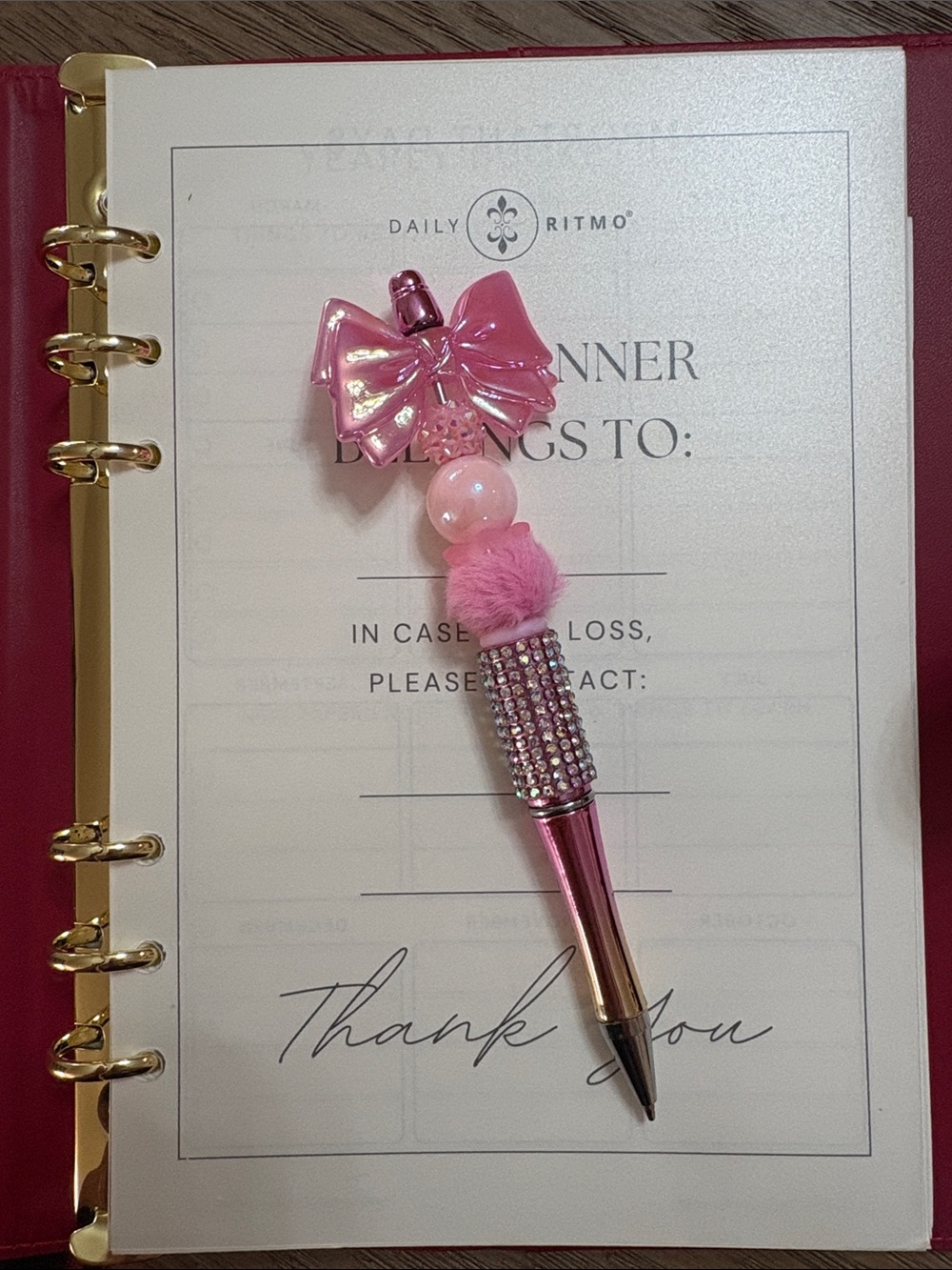 Pink Bow Crystal Rhinestone Pen